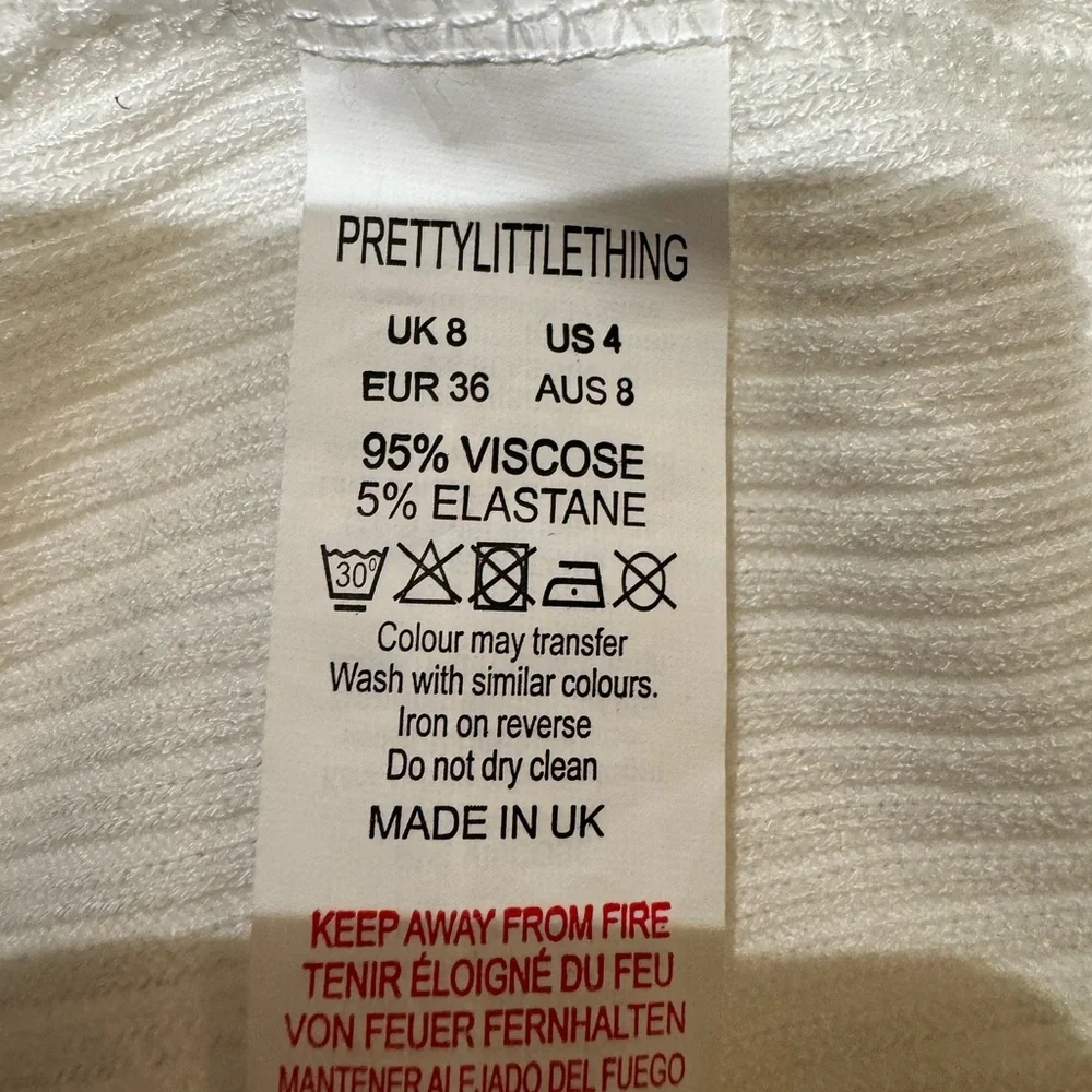 PrettyLittleThing Cream Brushed Rib Split Sleeve Mini Dress Size US4 NWT - Picture 12 of 12